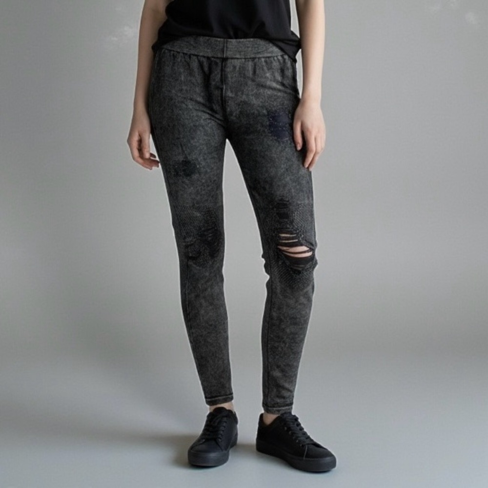 4/$24 Grey‎ Distressed Style Ripped Leggings